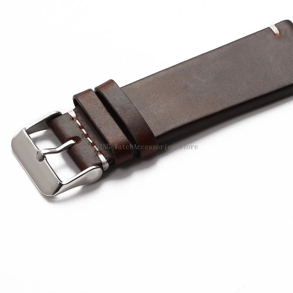 Title: Vintage Oil Wax Leather Watch Band 18–22mm (Quick Release, Unisex)