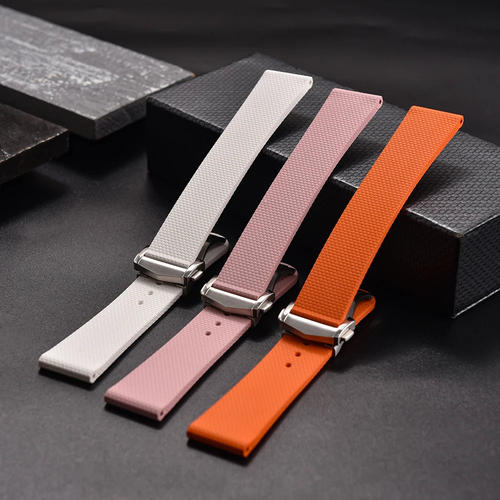 NATOBELT FKM Rubber Black Blue Watch Strap 20mm 22mm Folding Pin Buckle Quick Release Watchband For Omega/Rolex/MoonSwatch/Seiko