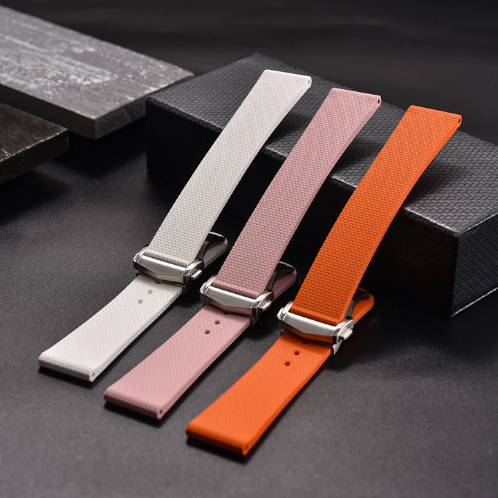 NATOBELT FKM Rubber Black Blue Watch Strap 20mm 22mm Folding Pin Buckle Quick Release Watchband For Omega/Rolex/MoonSwatch/Seiko