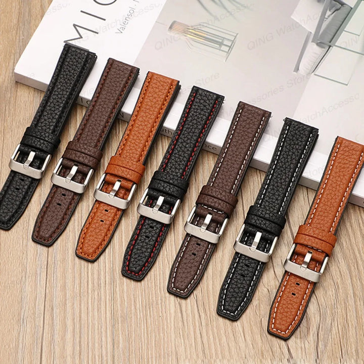 Silicone Leather Quick‑Release Watch Strap – 18/20/22mm, Waterproof for