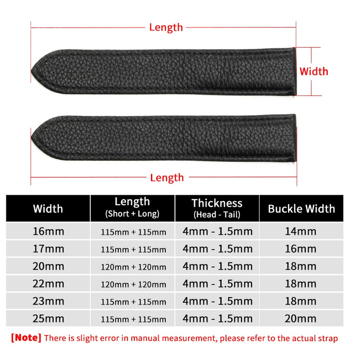 Cowhide Watch Strap Accessories for Cartier Tank – 16–23mm, Stainless Steel