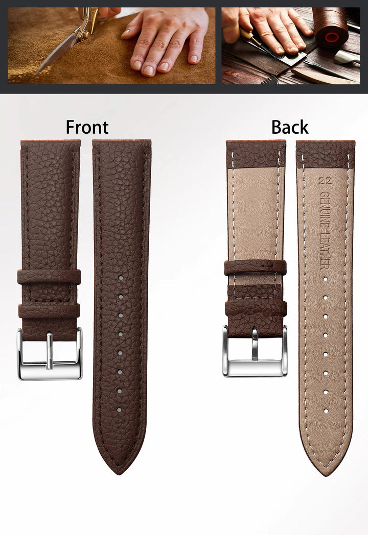 Genuine Leather Watch Strap – 12–24mm with Tool