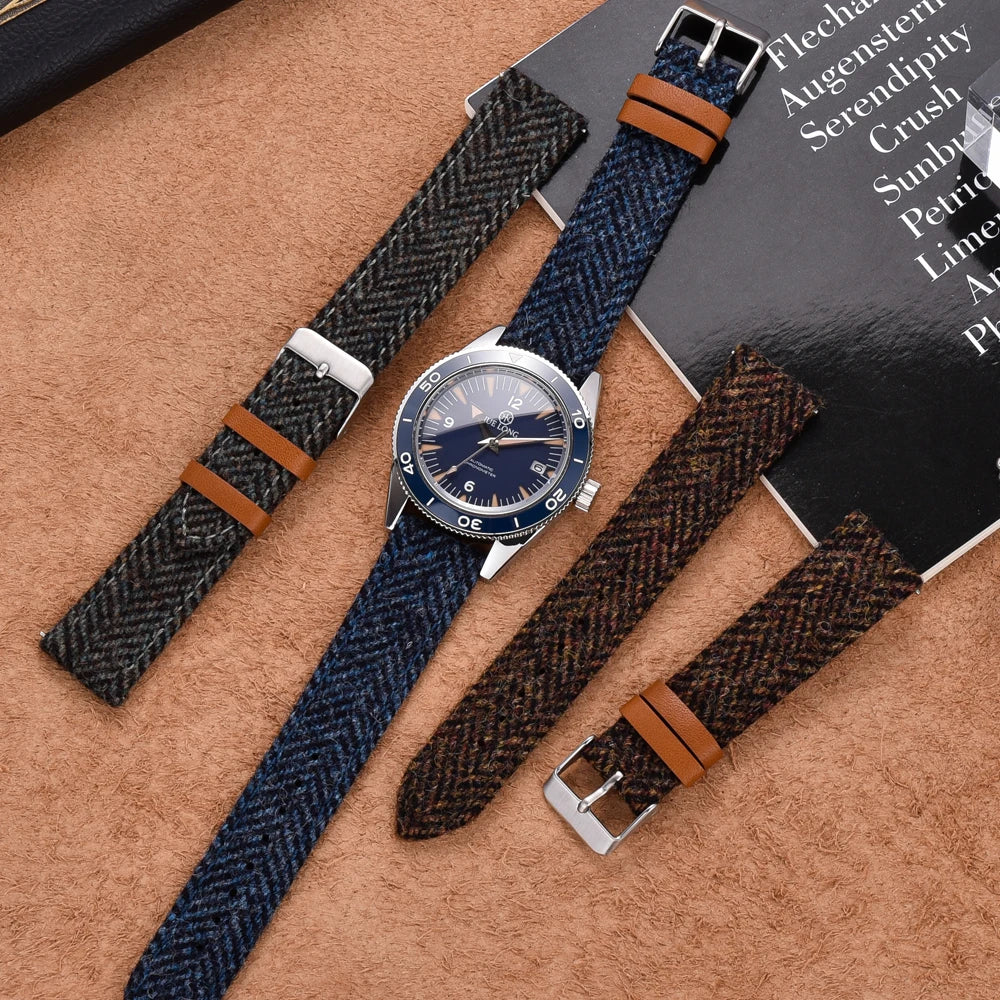 Wool Weave Vintage Leather Quick Release Watch Strap – 18/20/22mm