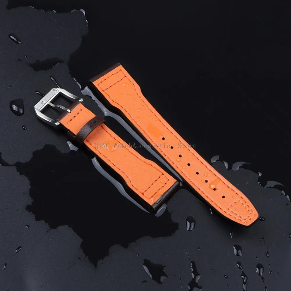 Genuine Cowhide Leather Strap for IWC Pilot – 20/21/22mm, Folding Buckle