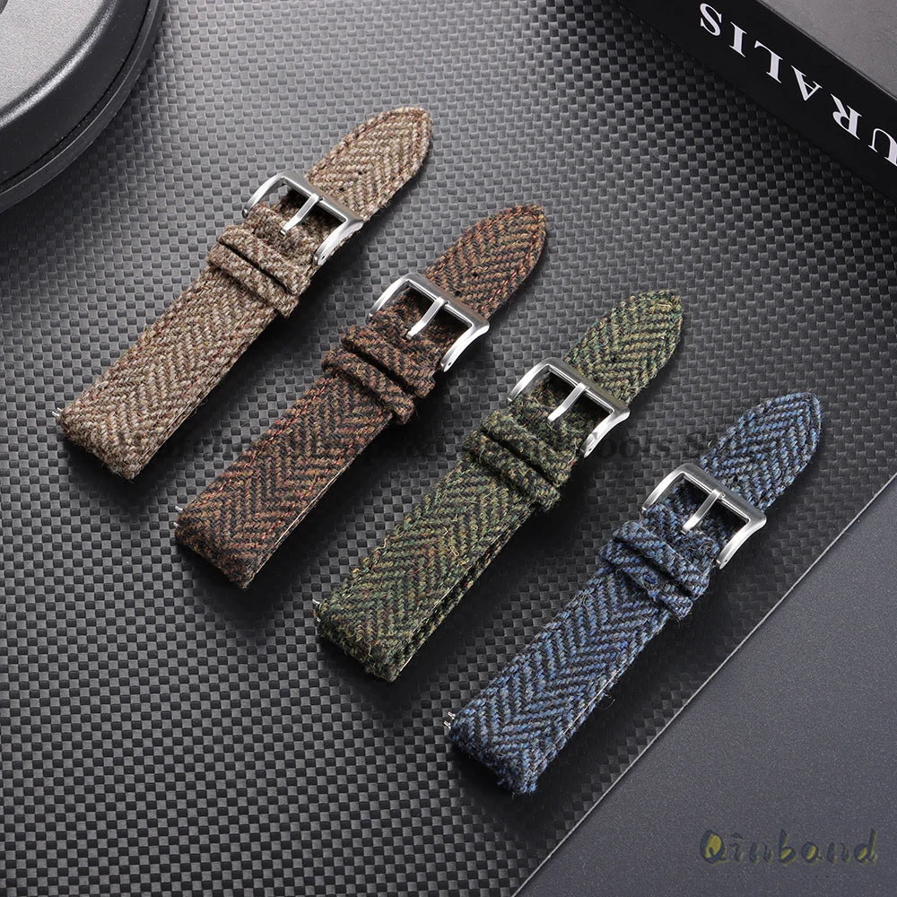 Tweed Sailcloth Watch Band Strap 18mm 20mm 22mm for Omega for Seiko Quick Release Weave Bracelet for Men Women Watch Accessories