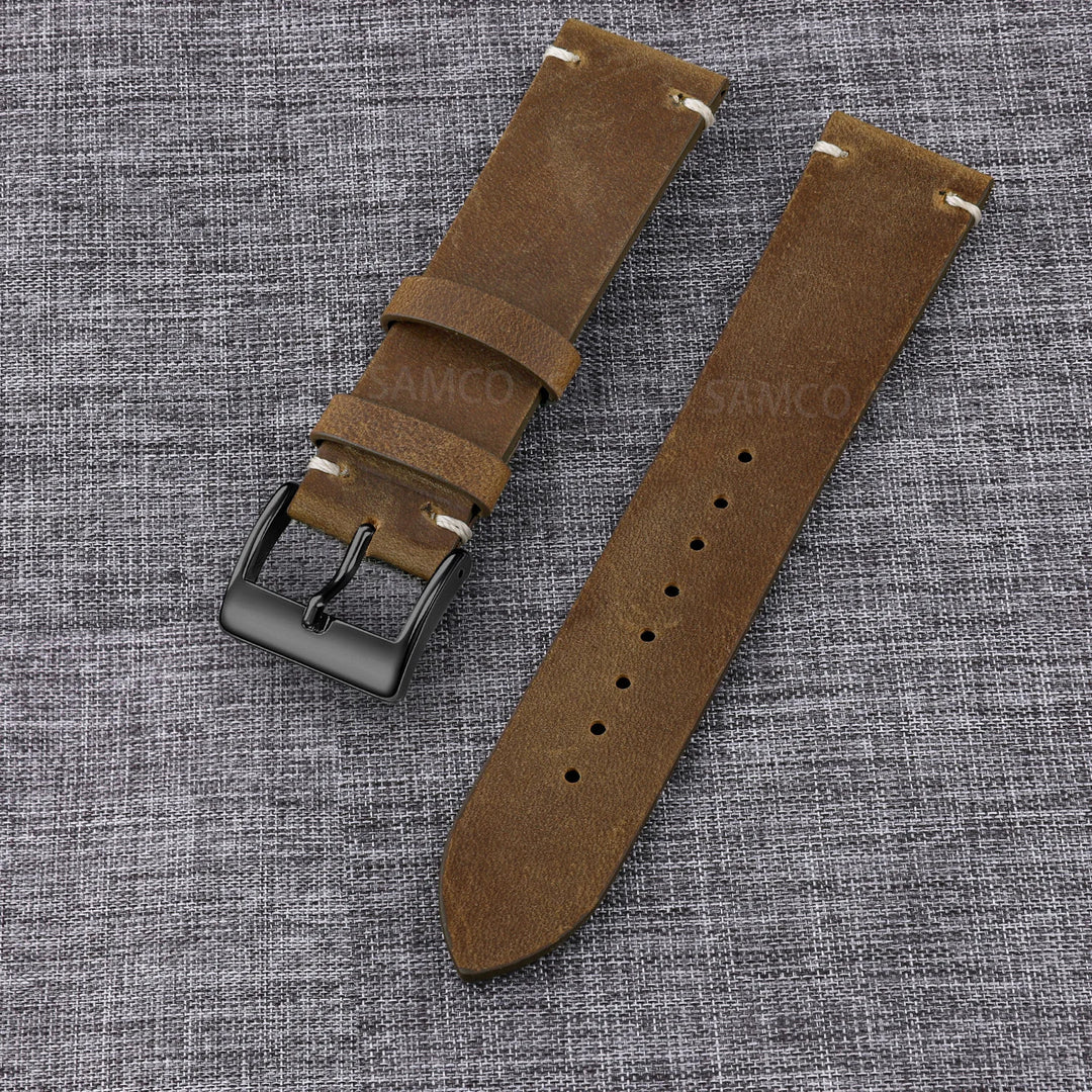 Vintage Top-Grain Leather Watch Strap (18–24mm)