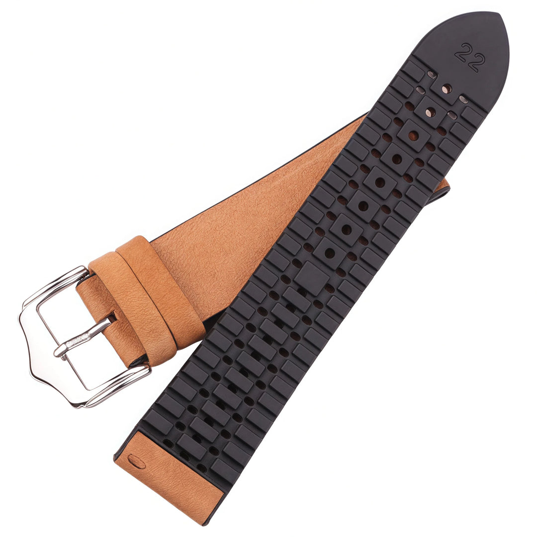 Genuine Leather Watchband Men Women Rubber Silicone Waterproof Breathable Watch Band Strap Buckle Clock Accessories 18 20 22mm