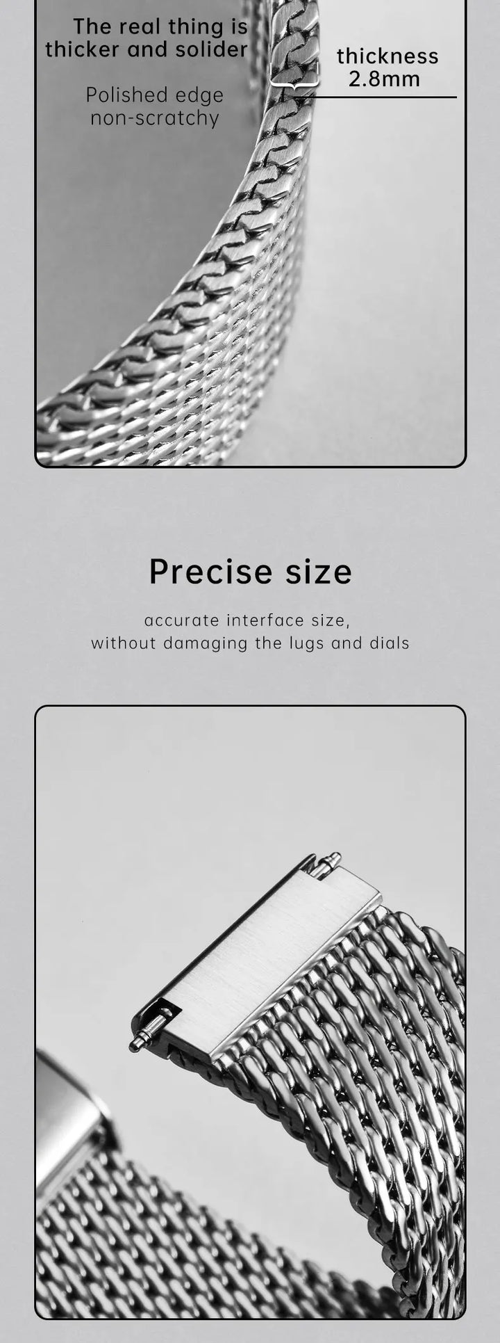 Luxury 316L Stainless Steel Brushed Watch Band, Milanese Mesh Watch Strap, For Rolex IWC OMEGA Watch Accessories