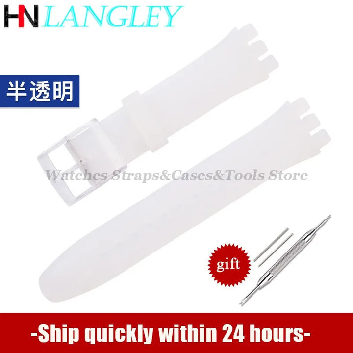 Soft Silicone Watch Strap – 16/17/19/20mm, Colorful Replacement with Tools