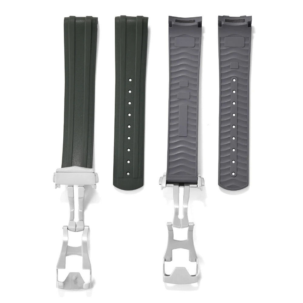 New Design FKM Strap 20mm Fluororubber Curved End For Omega Seamaster 300 PFAS Certification With Original Fold Buckle WatchBand