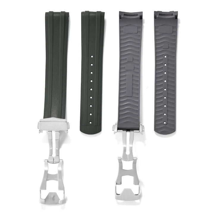 New Design FKM Strap 20mm Fluororubber Curved End For Omega Seamaster 300 PFAS Certification With Original Fold Buckle WatchBand