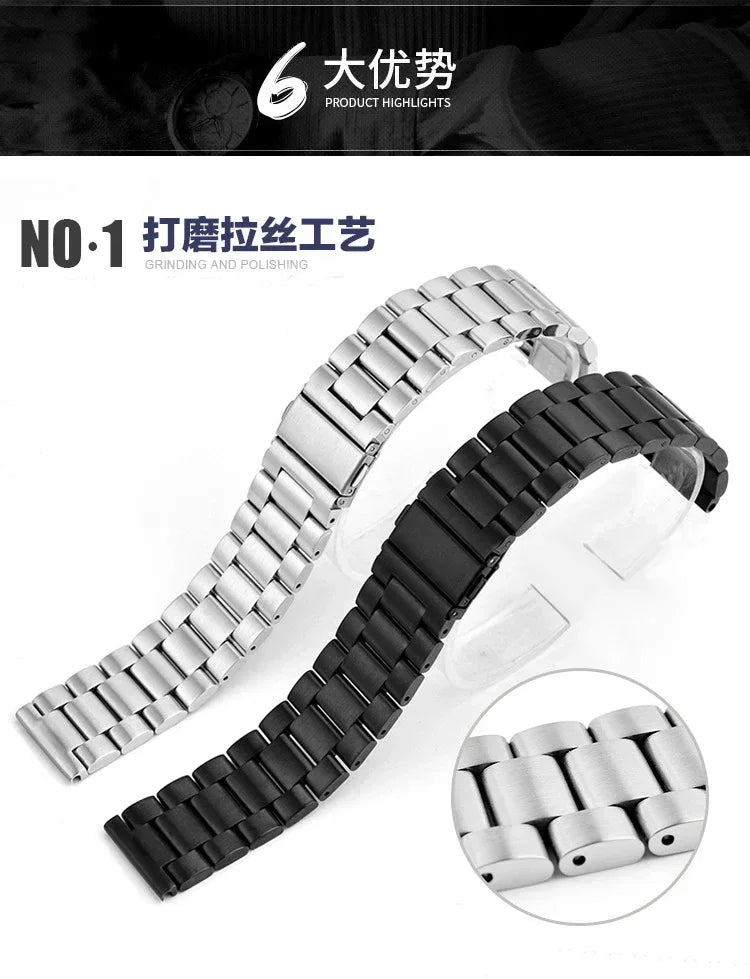 Full Stainless Steel Watch Band 18–24mm for Samsung Gear & Huawei GT