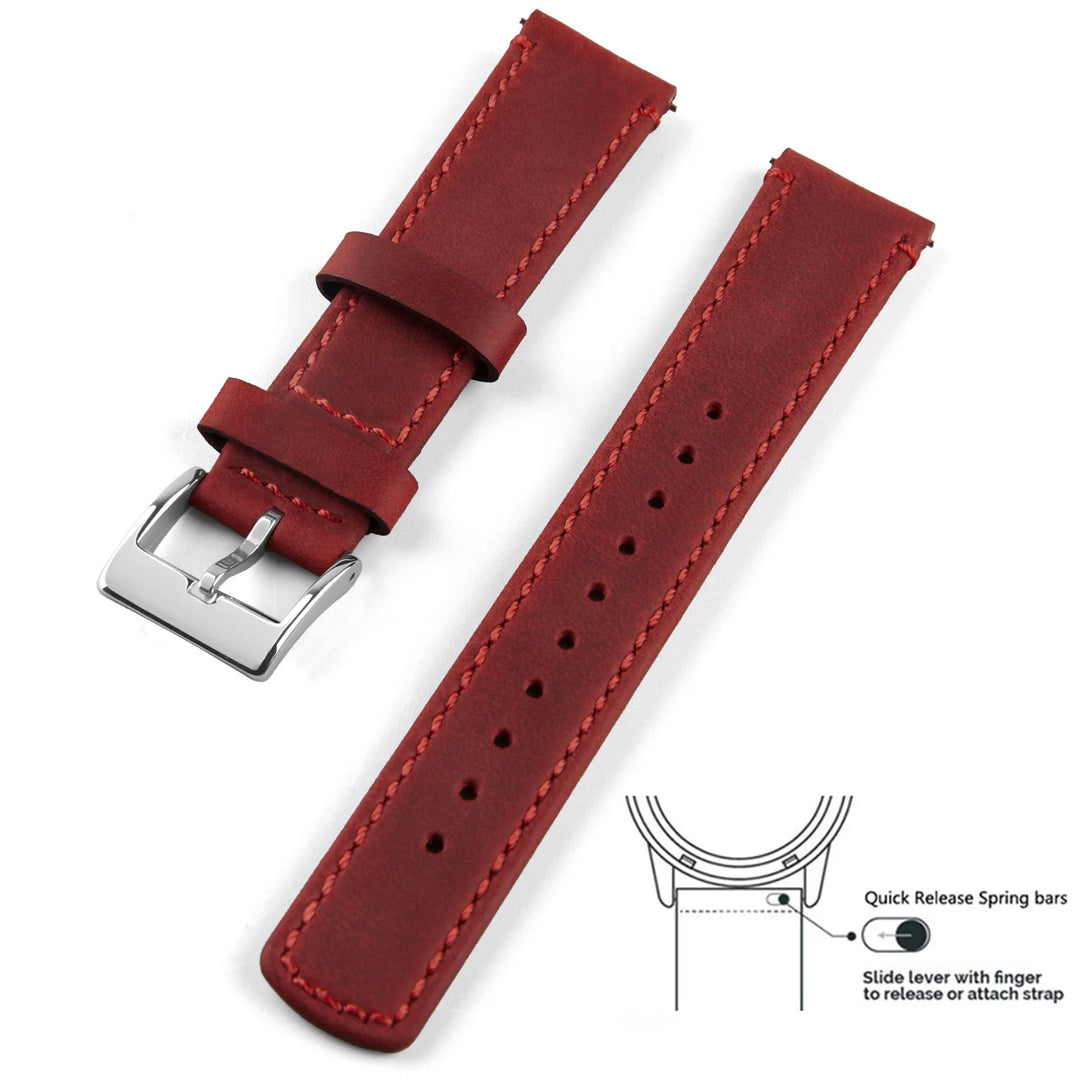Genuine Top Grain Leather Quick Release Watch Band 20–22mm for Samsung Galaxy Watch
