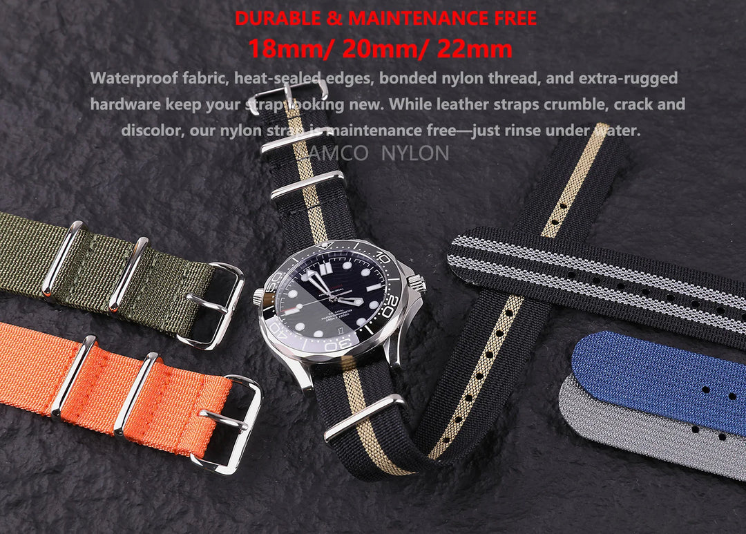 Ribbed Nylon Military Band 18–22mm