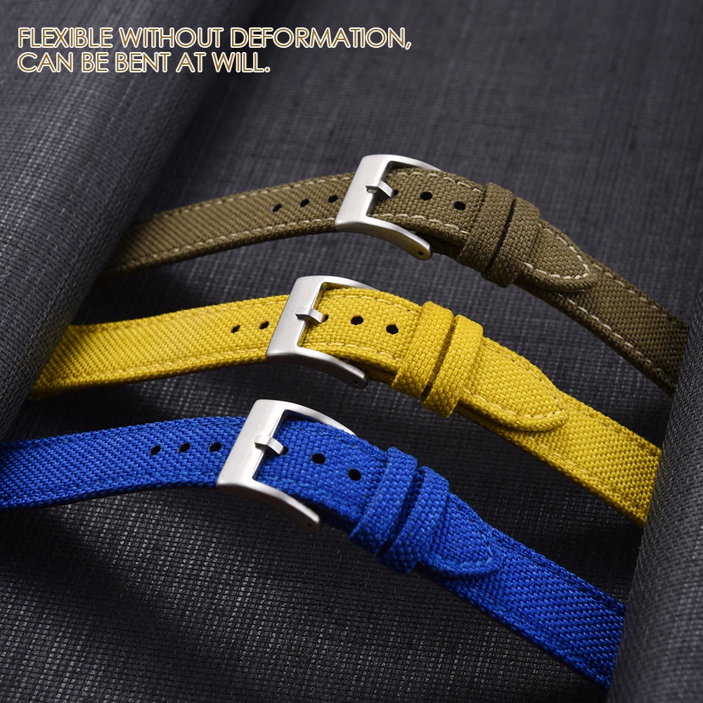 Sailcloth Leather Watch Strap – 18-22mm Quick Release