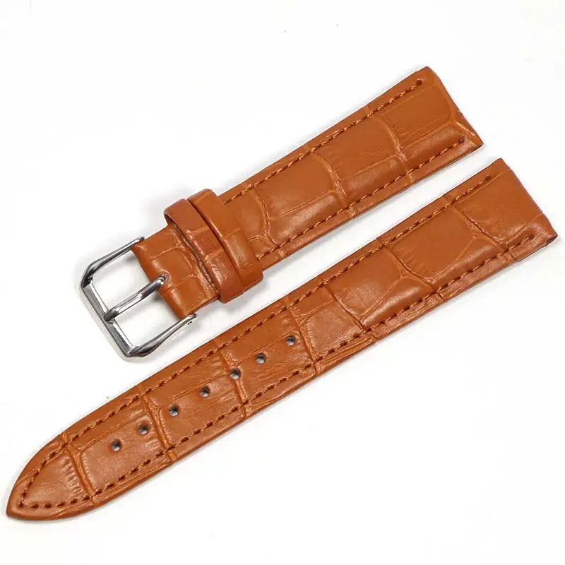 Genuine Leather Watch Strap with Steel Pin Buckle (12-24mm)