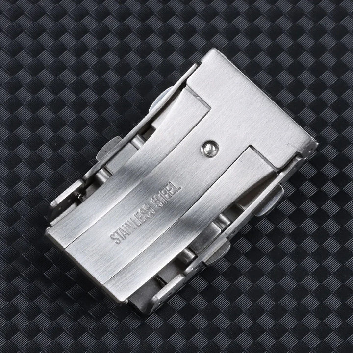316L Stainless Steel Folding Watch Clasp (18/20/22mm, Brushed Silver)