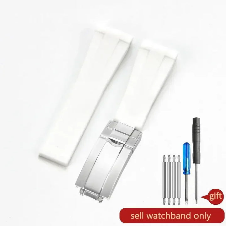 Silicone Rubber Watch Band 20mm for Rolex Daytona, Submariner, Yacht-