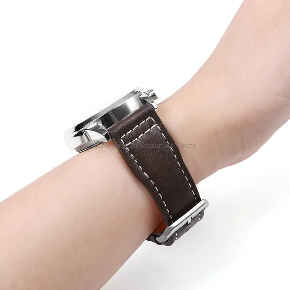 Genuine Cowhide Leather Strap for IWC Pilot – 20/21/22mm, Folding Buckle