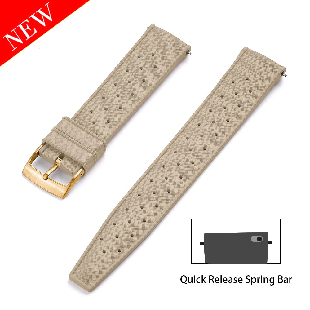 Premium Tropical FKM Rubber Straps 18mm 19mm 20mm 21mm 22mm 23mm 24mm Quick Release Perfect Fit Flat End Universal Watch Strap