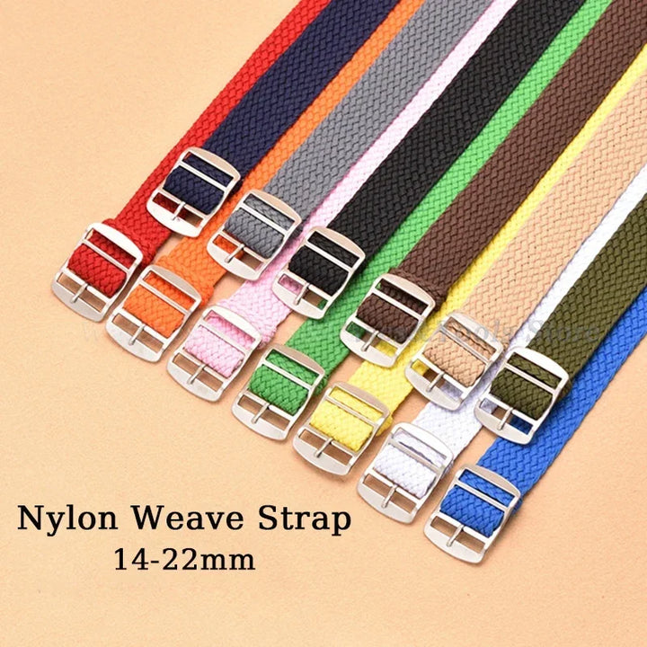 Nylon Weave Watch Strap for Perlon Watchband Wristband Women Men Bracelet Watch Accessories 14mm 16mm 18mm 20mm 22mm Sport Band