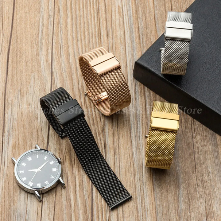 0.6mm Mesh Watch Band for DW for Omega Milanese Stainless Steel Strap Men Quick Release Bracelet 12/14/16/17/18/19/20/21/22/24mm