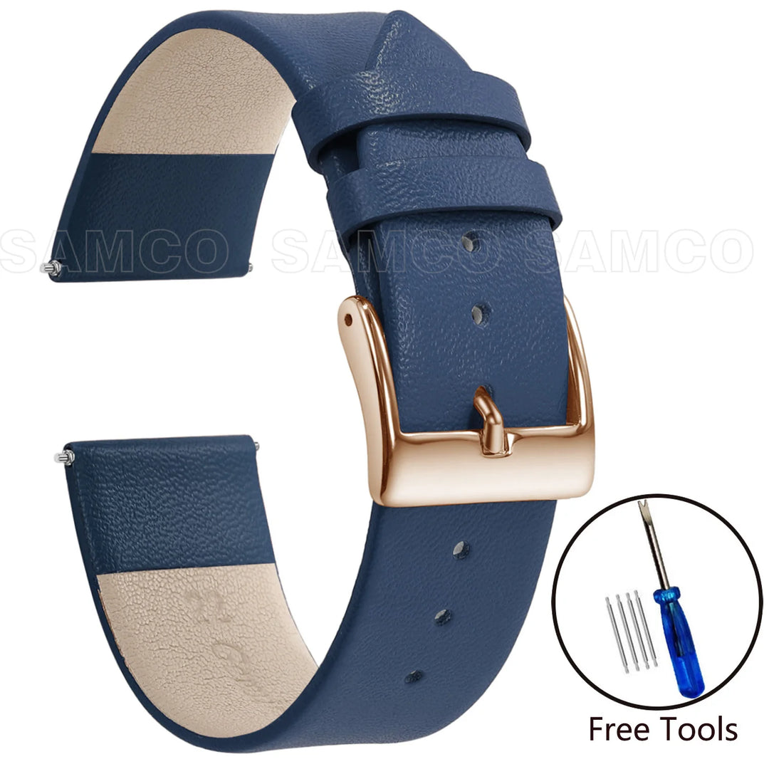 Genuine Leather Minimalist Thin Elegant Apple Watch Band 12–22mm (Soft Wrist Bracelet)