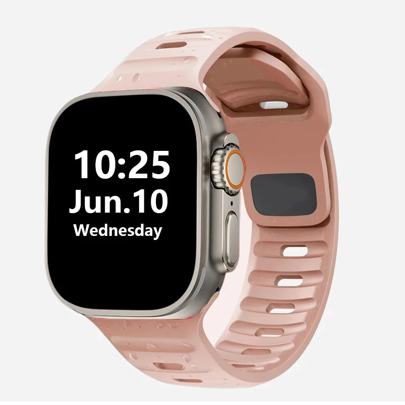 Silicone Rubber Apple Watch Band 38–49mm for iWatch Series 3–8 & Ultra