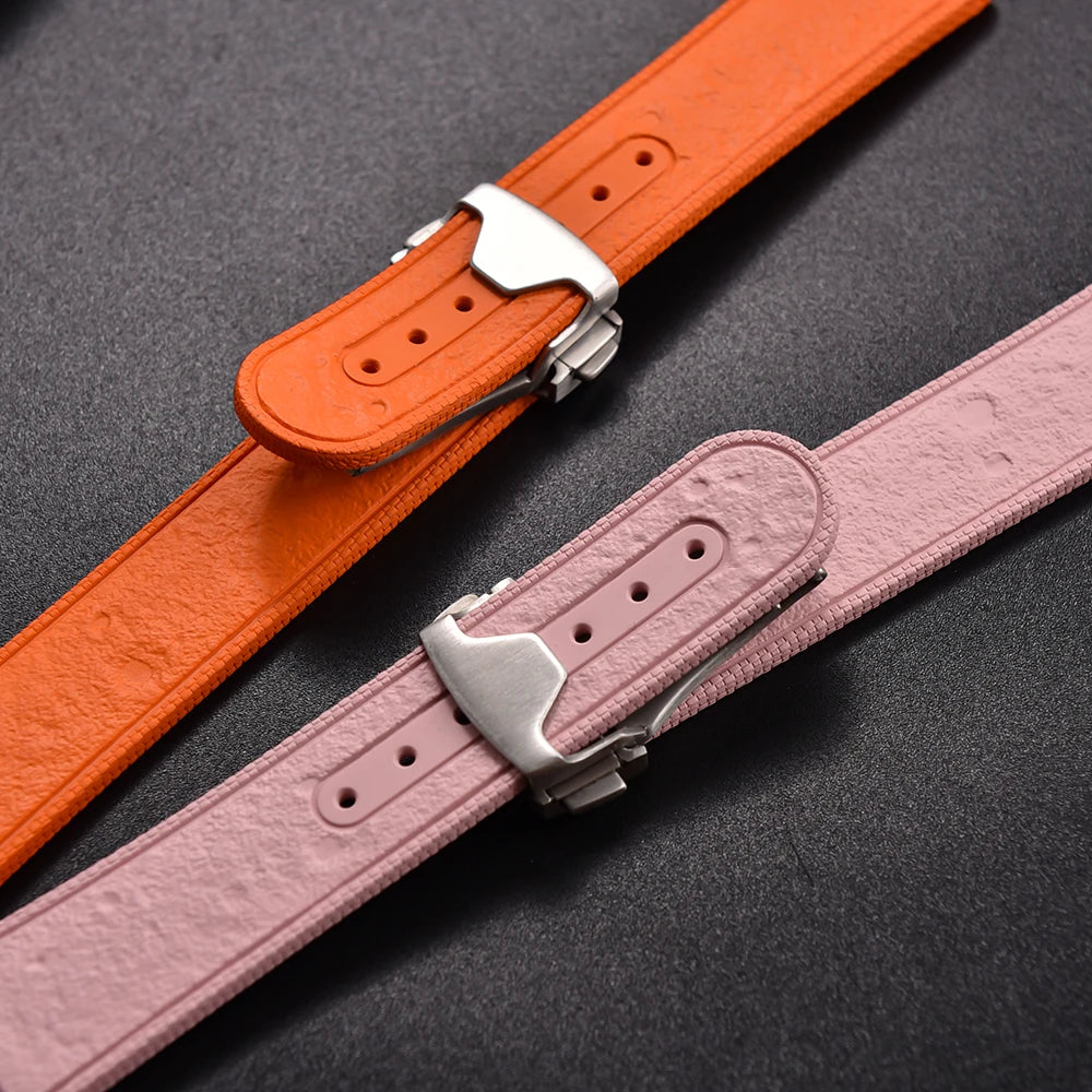 NATOBELT FKM Rubber Black Blue Watch Strap 20mm 22mm Folding Pin Buckle Quick Release Watchband For Omega/Rolex/MoonSwatch/Seiko