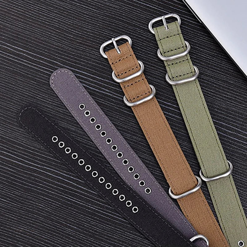 Nylon Canvas Watch Strap with Ring Buckle (18/20/22mm)