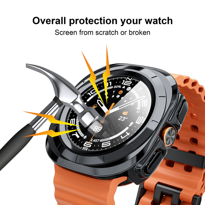 Samsung Galaxy Watch Ultra 47mm Case with Tempered Glass & Hard PC Bumper