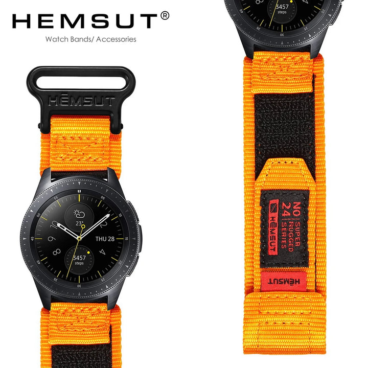 HEMSUT Nylon Military Watch Strap – 20/22mm Quick-Release for Samsung