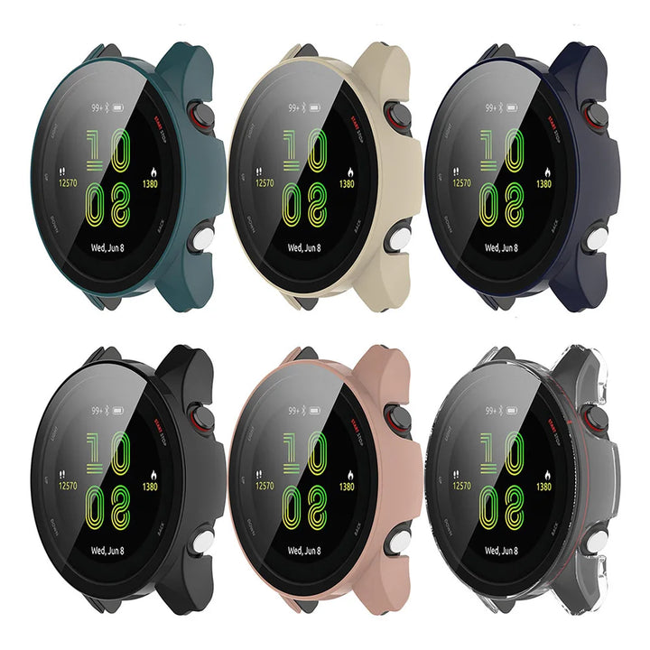 PC & Tempered Glass Protective Case for Garmin Forerunner 255/255S/965