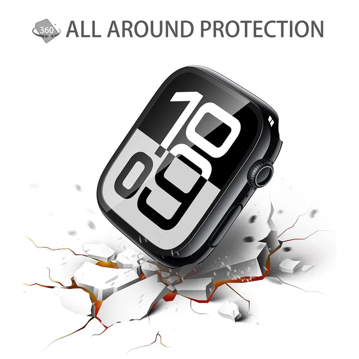 Screen Protector For Apple Watch Case Series 11 10 9 SE 8 7 6 5 46mm 42mm 45mm 44mm 40 41 PC Bumper+Tempered Glass iWatch Cover