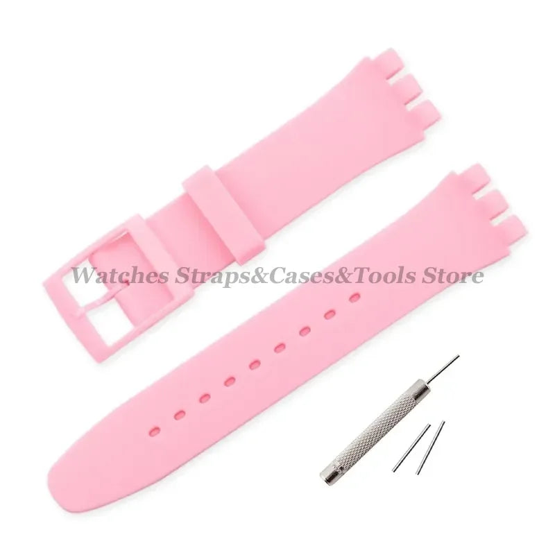 Soft Silicone Rubber Watch Band 16–20mm for Swatch (Sports Replacement)