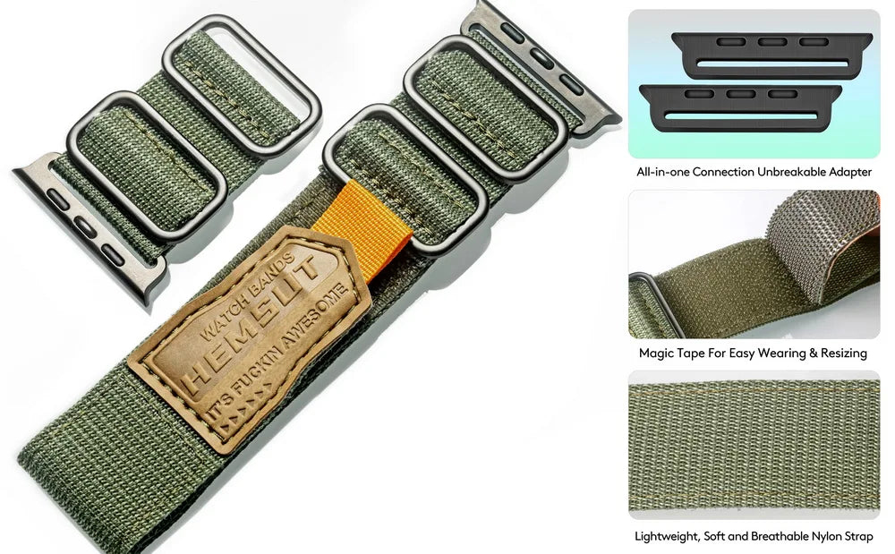 HEMSUT Straps For Apple Watch Series 9 8 7 SE Campaigns Nylon Watch bands Ultra 49 38 40 41 42 44 45MM Compatible With Iwatch SE