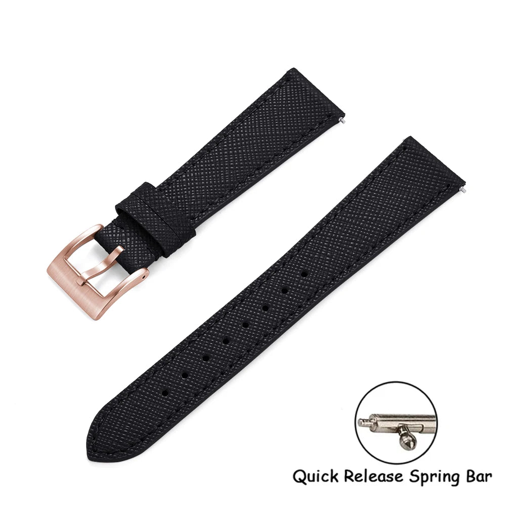 Quick Release Saffiano Leather Watch Strap – 18-24mm Universal