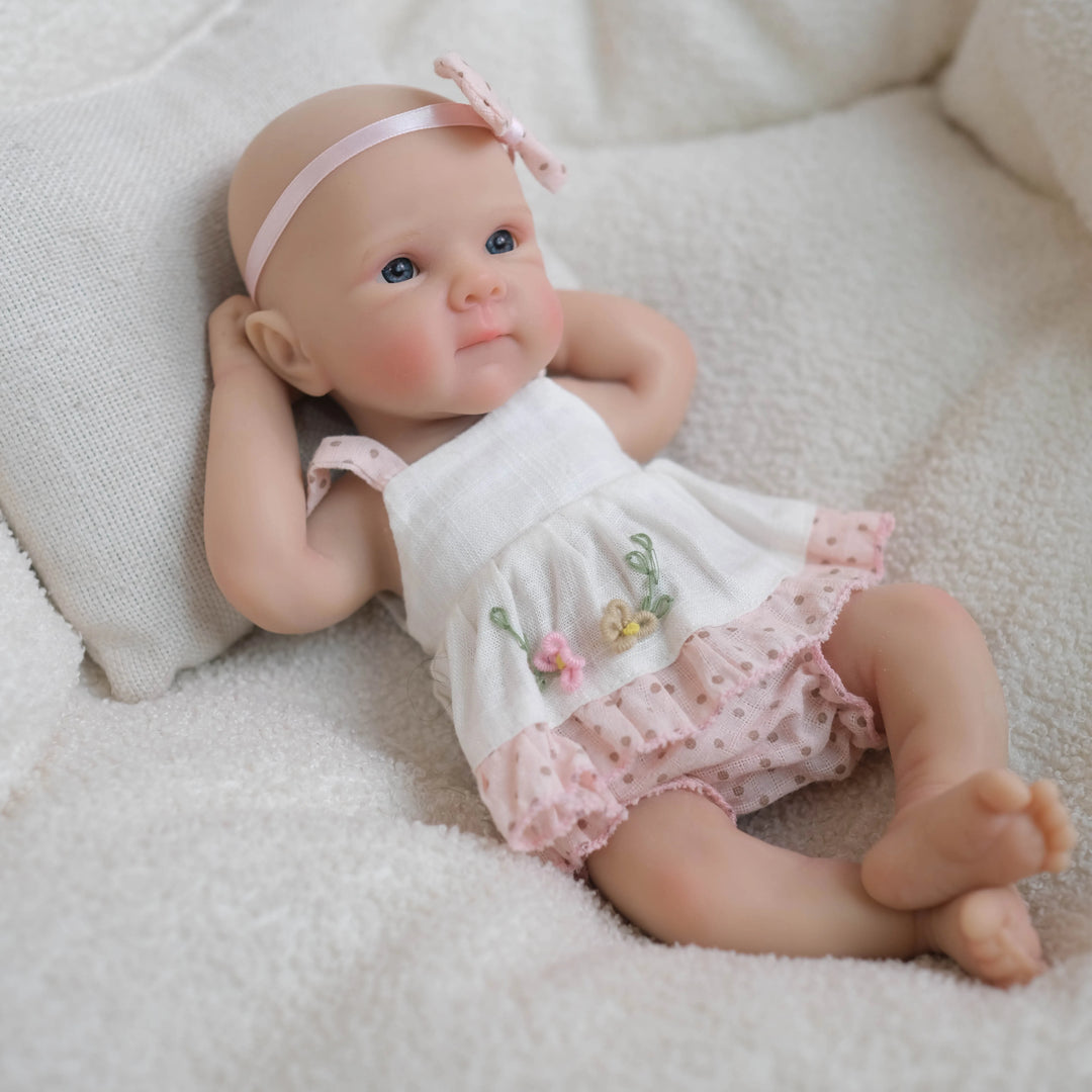 8″ Bettie Platinum Silicone Baby Doll – Squishy Weighted Mini