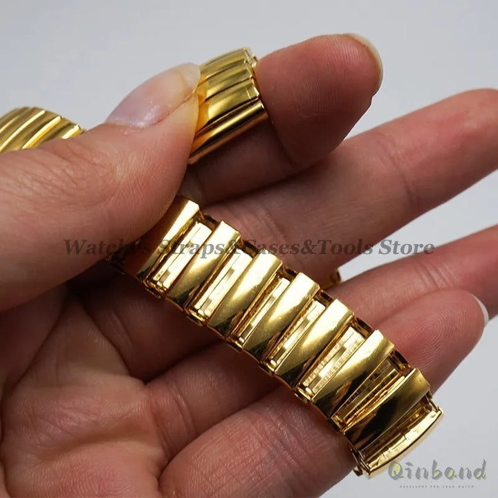 12 14 16 18 20mm 22mm Stretch Expansion Stainless Steel Watch Band Retractable Strap Metal Elastic Band Accessories Men Bracelet