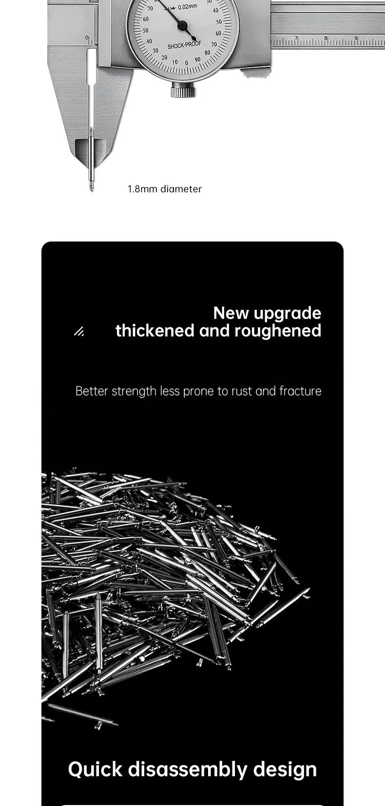 Maikes Quick-Release 316L Stainless Steel Spring Bars – 18/19/20/22mm for Watch Straps