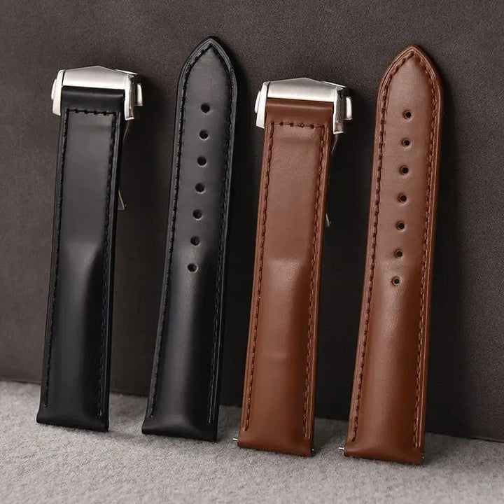 Cowhide Leather Strap Folding Buckle 19mm 20mm 21mm 22mm for Omega Seamaster Universal Leather Watch Band Watch Accessories Men