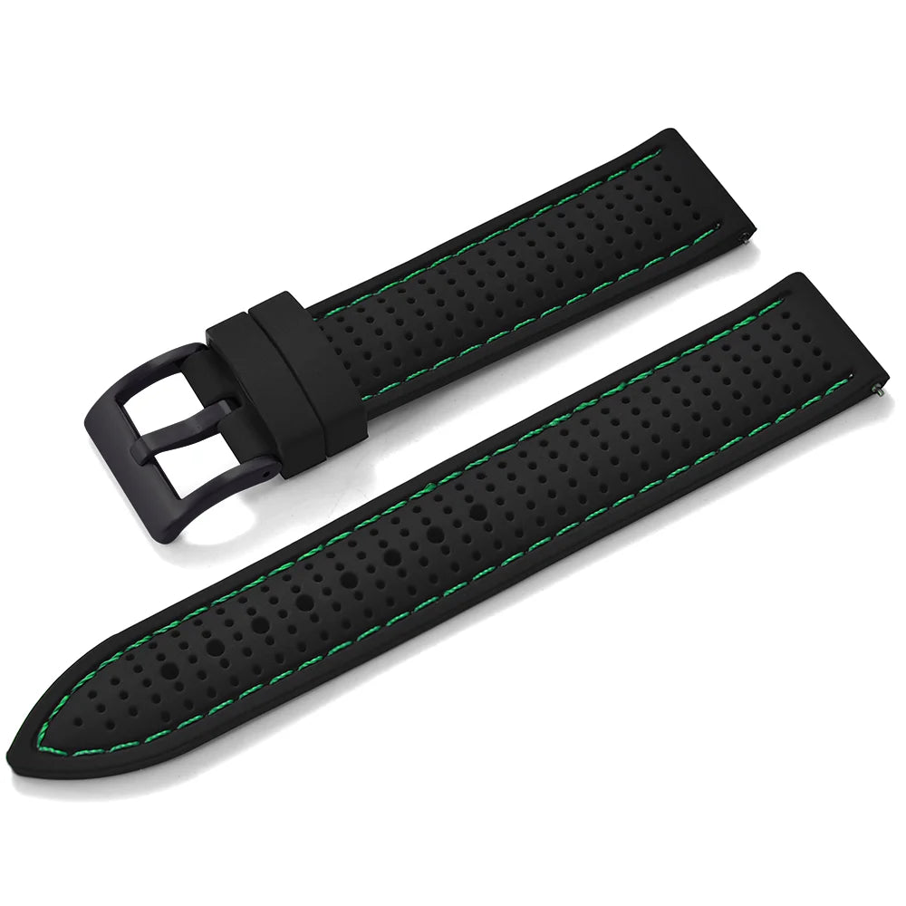 JUELONG Premium Porous Design Soft Rubber Watch Strap Perfect Fit Flat End Universal Quick Release Watch Strap 18mm 20mm 22mm