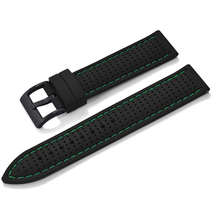 JUELONG Premium Porous Design Soft Rubber Watch Strap Perfect Fit Flat End Universal Quick Release Watch Strap 18mm 20mm 22mm