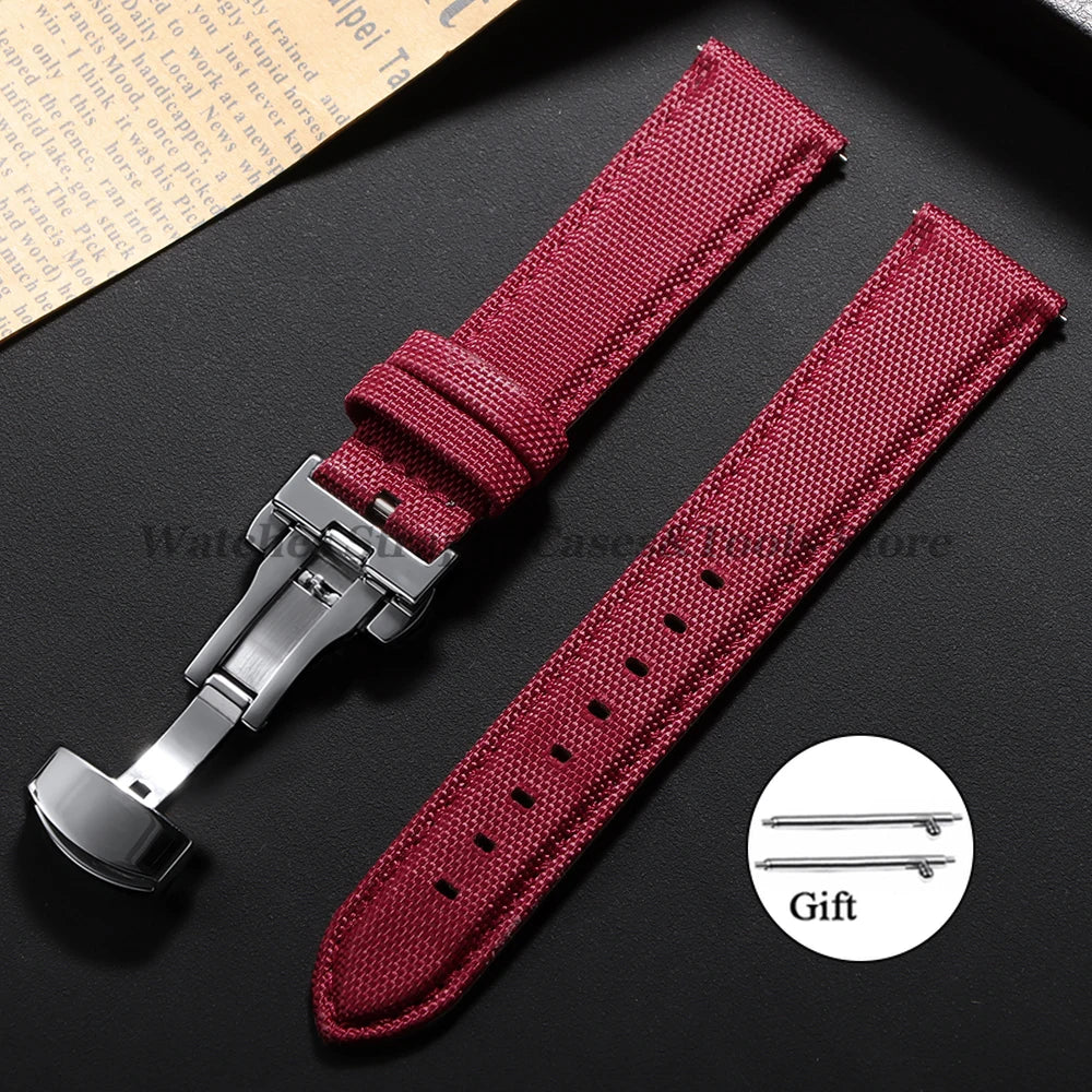 Sailcloth Nylon Watch Strap – 20-22mm Butterfly Buckle