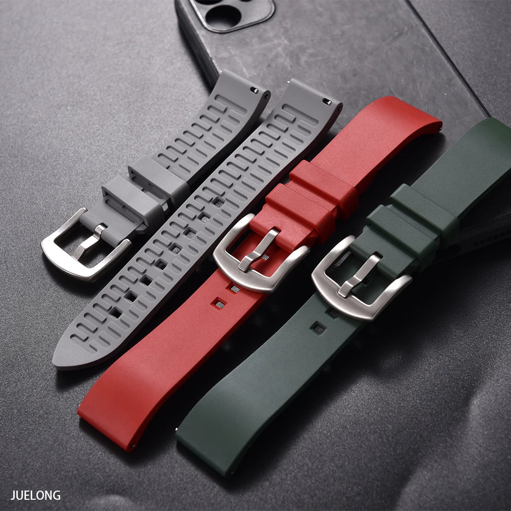 Classic FKM Watch Bands 18mm 19mm 20mm 21mm 22mm 23mm 24mm FKM Rubber Watch Strap Quick Release For Traditional Diving Watches