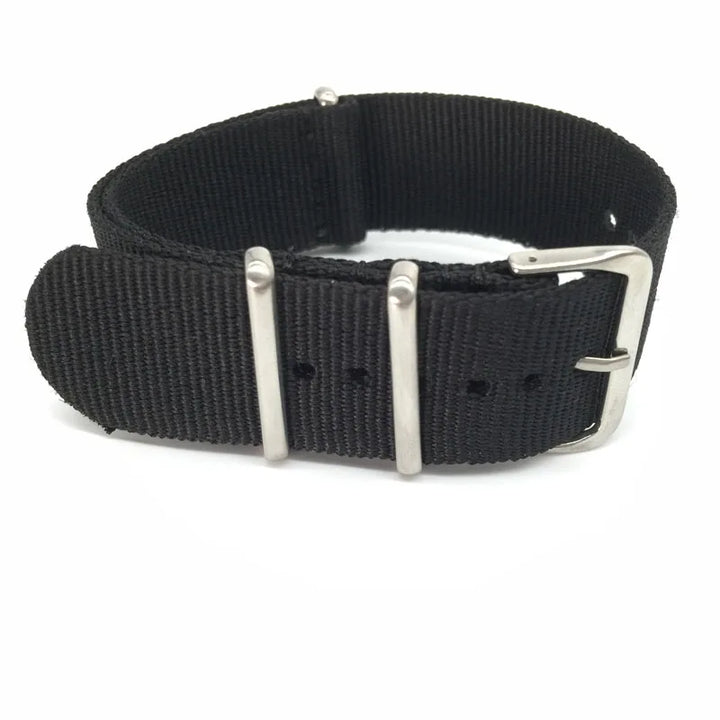 Black Woven Nylon Watch Strap 16–24mm Military Style