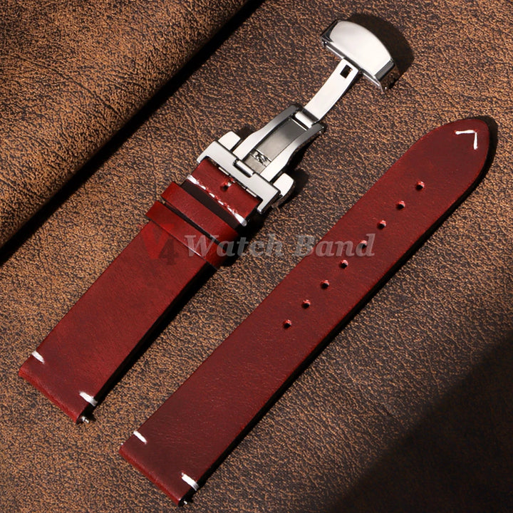 Handmade Retro Oil Wax Genuine Calfskin Strap 18mm 19mm 20mm 21mm 22mm 24mm Quick Release Belt Men Women Watch Band Accessories