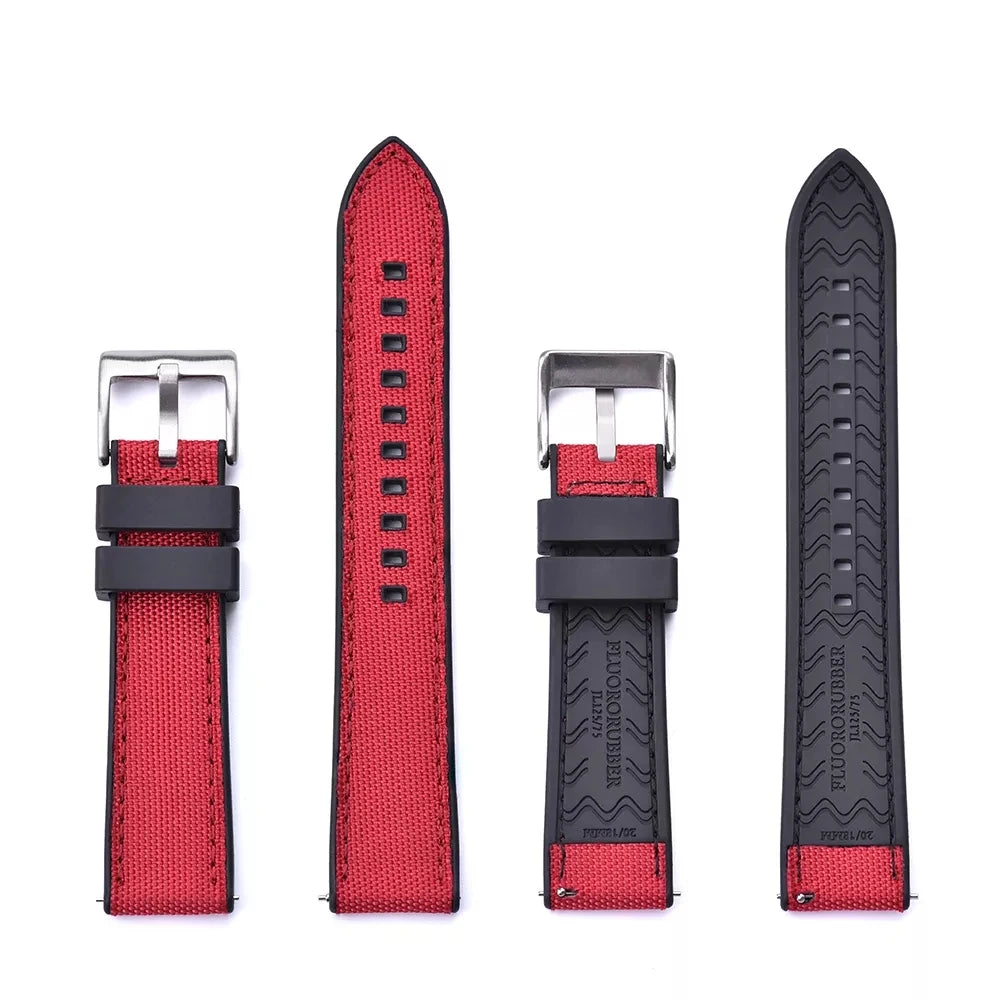 Premium Hybrid FKM Nylon Watch Band Quick Release Rubber Watch Strap 20mm 22mm Watch Strap Watch Replacement Watchband