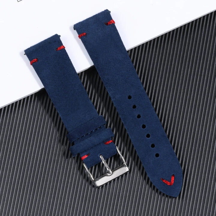Vintage Suede Leather Watch Strap (Handmade Stitching)