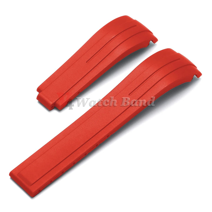 Curved End Rubber Watch Strap 20mm 21mm 22mm for Rolex for Water Ghost Waterproof Silicone Wrist Band Folding Buckle Bracelet